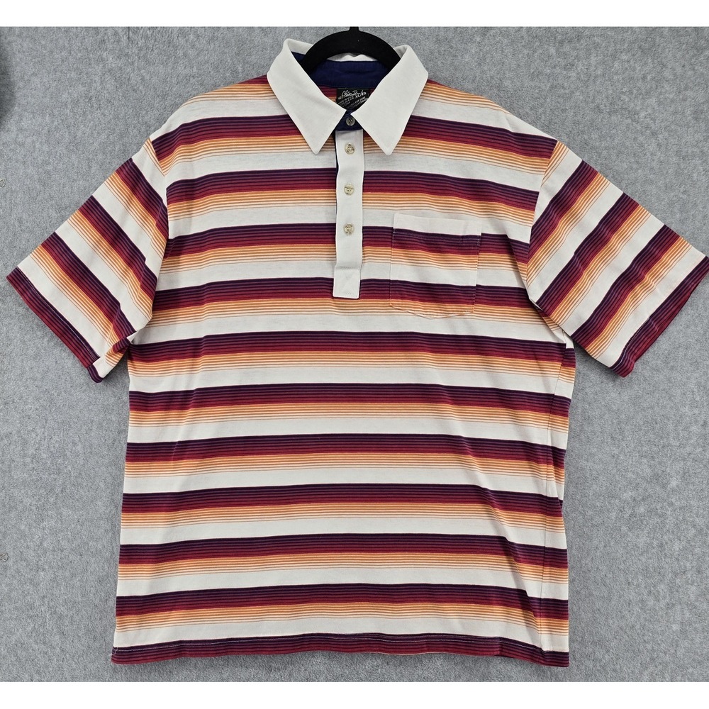 Vtg 90s Chip Beck Golf Polo Shirt Men's XL Multicolor Striped USA Preppy Grandpa